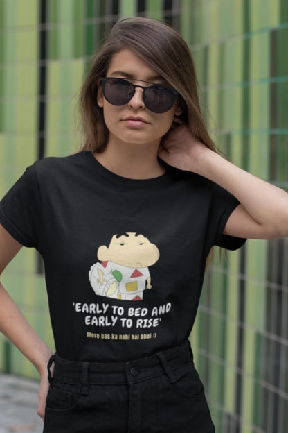 Early to Bed and Early to Rise Shinchan Half Sleeve Unisex T-Shirt