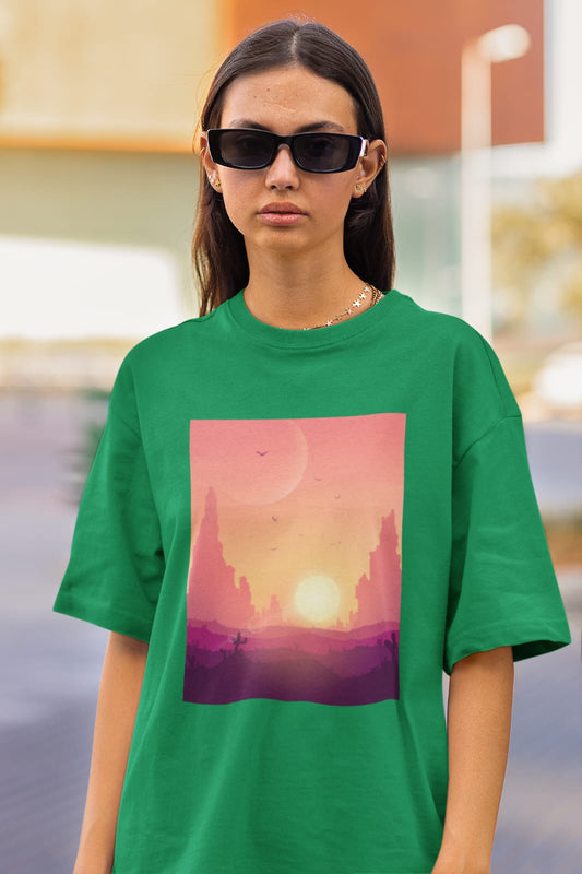 Sunset city | Premium Oversized Half Sleeve Unisex T-Shirt