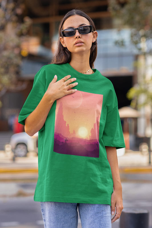 Sunset city | Premium Oversized Half Sleeve Unisex T-Shirt
