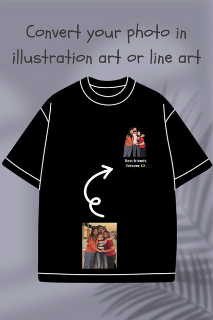Customised T-shirt | Artify your memory with illustration/line art | Gift for your loved ones