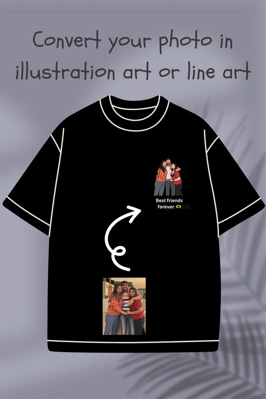 Customised T-shirt | Artify your memory with illustration/line art | Gift for your loved ones