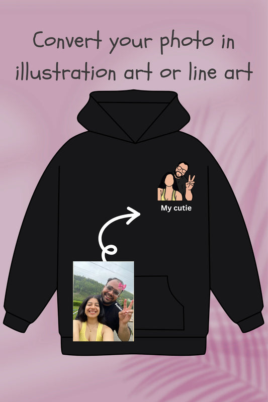 Customised Hoodie | Artify your memory with illustration/line art | Gift for your loved ones