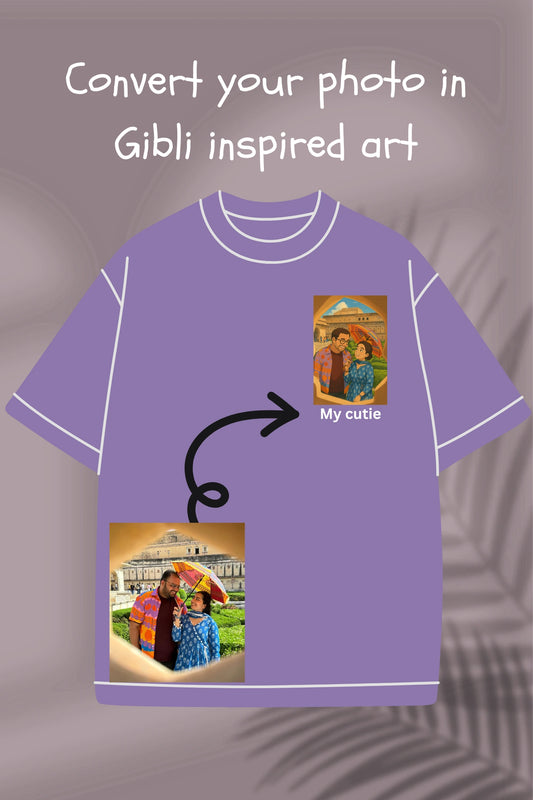 My Ghibli Portrait | Customised Tee with your image converted to Ghibli insipired art | Gift for your loved ones