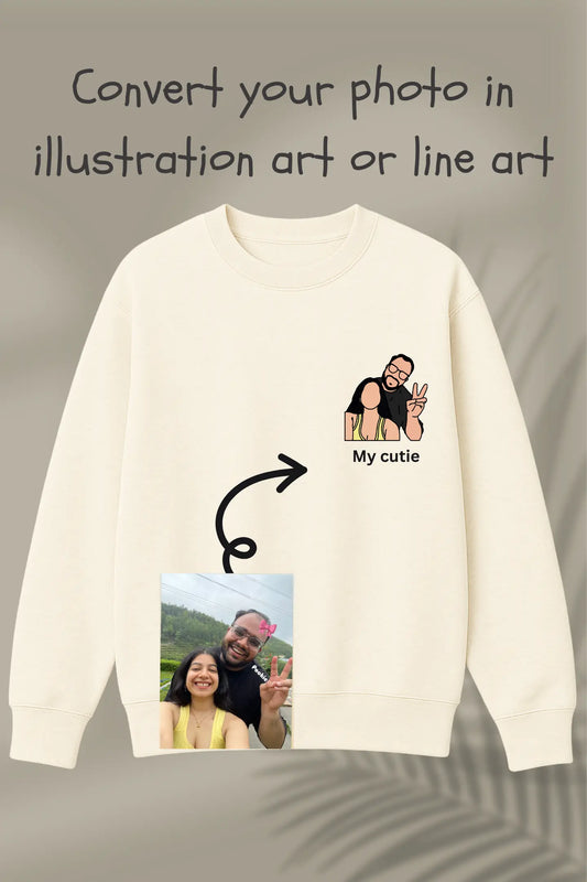 Customised Sweatshirt | Artify your memory with illustration/ghibli-art/line-art | Gift for your loved ones