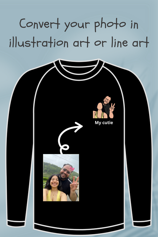 Customised Full Sleeves T-shirt | Artify your memory with illustration/ghibli-art/line-art | Gift for your loved ones