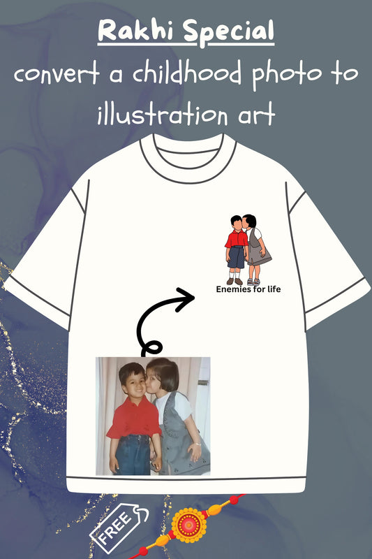 Rakhi Bond Custom Tee | Convert Photo to Illustration | Celebrate Brother-Sister Love