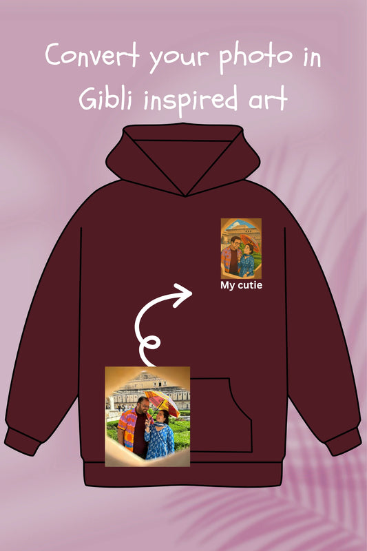 My Ghibli Portrait | Customised Hoodie with your image converted to Ghibli insipired art | Gift for your loved ones