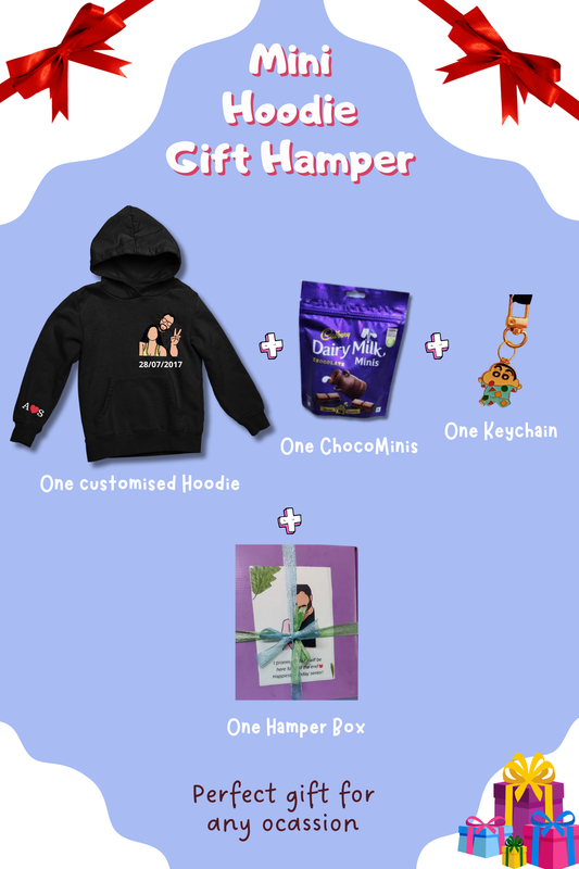 Hoodie Mini Gift Hamper | Convert Photo to Illustration/Ghibli-art | Customised Gift for a happy occasion