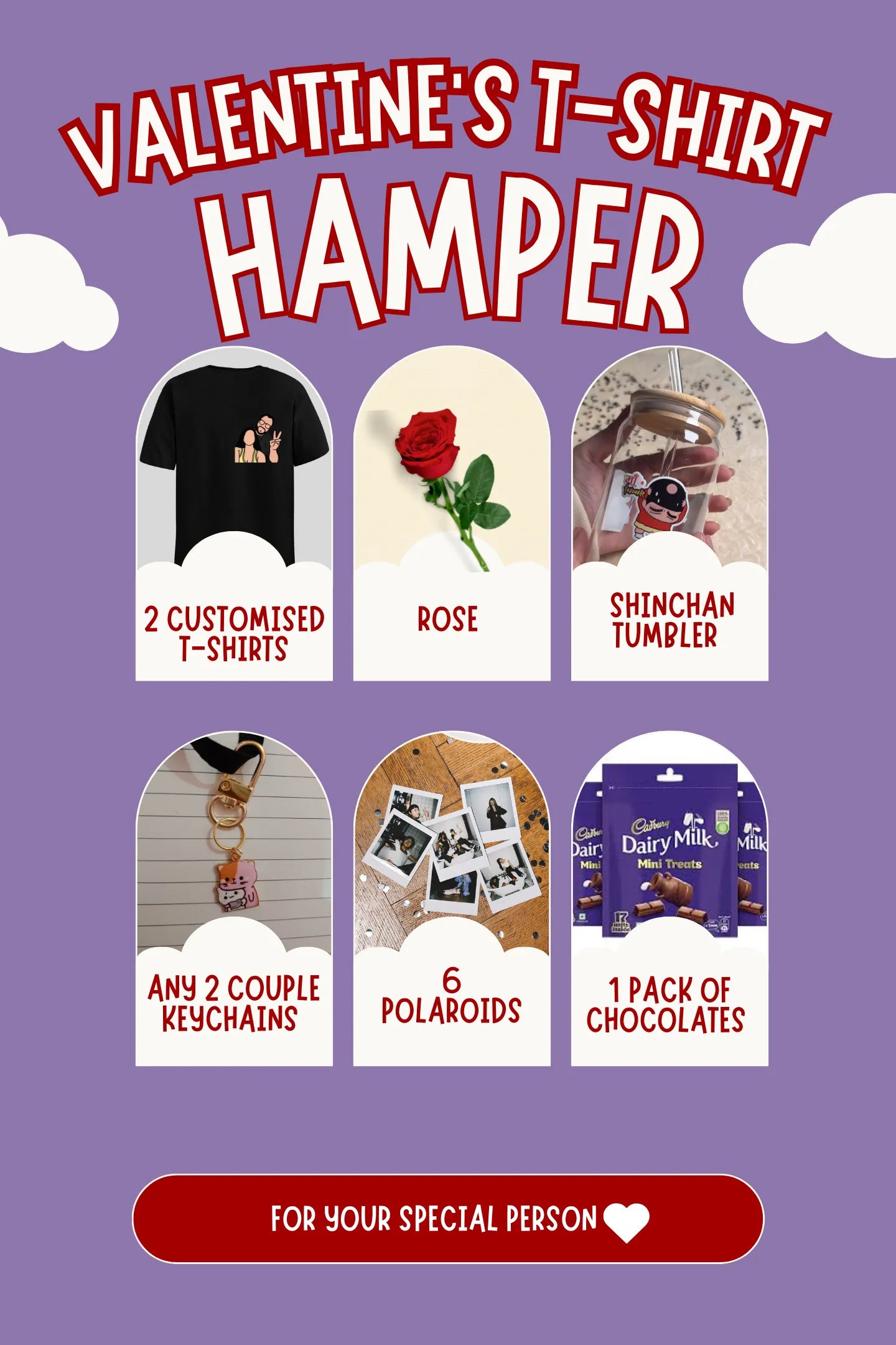 Valentine's Day Oversized T-shirts Hamper | Customised Gift for your loved one