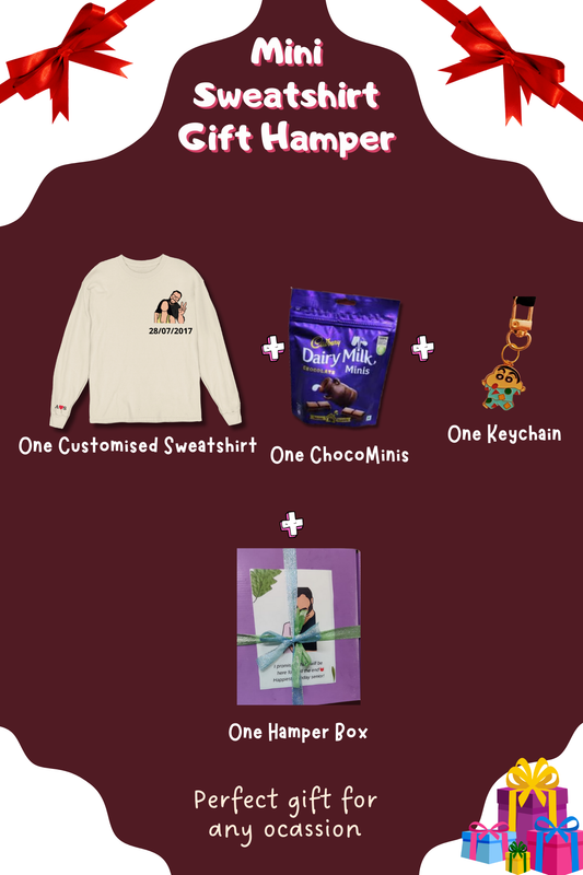 Sweatshirt Mini Gift Hamper | Convert Photo to Illustration/Ghibli-art | Customised Gift for a happy occasion
