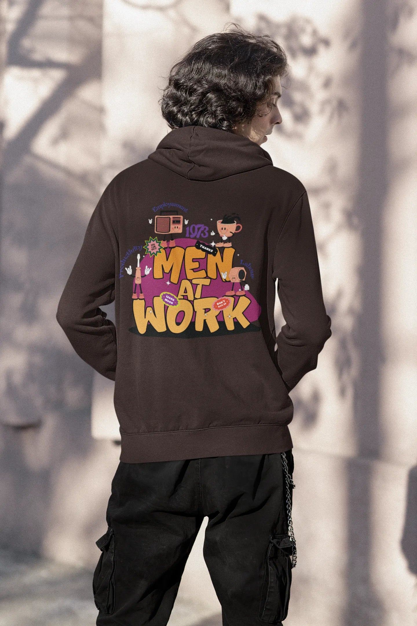 Men at work | Typography | Premium Unisex Winter Hoodie