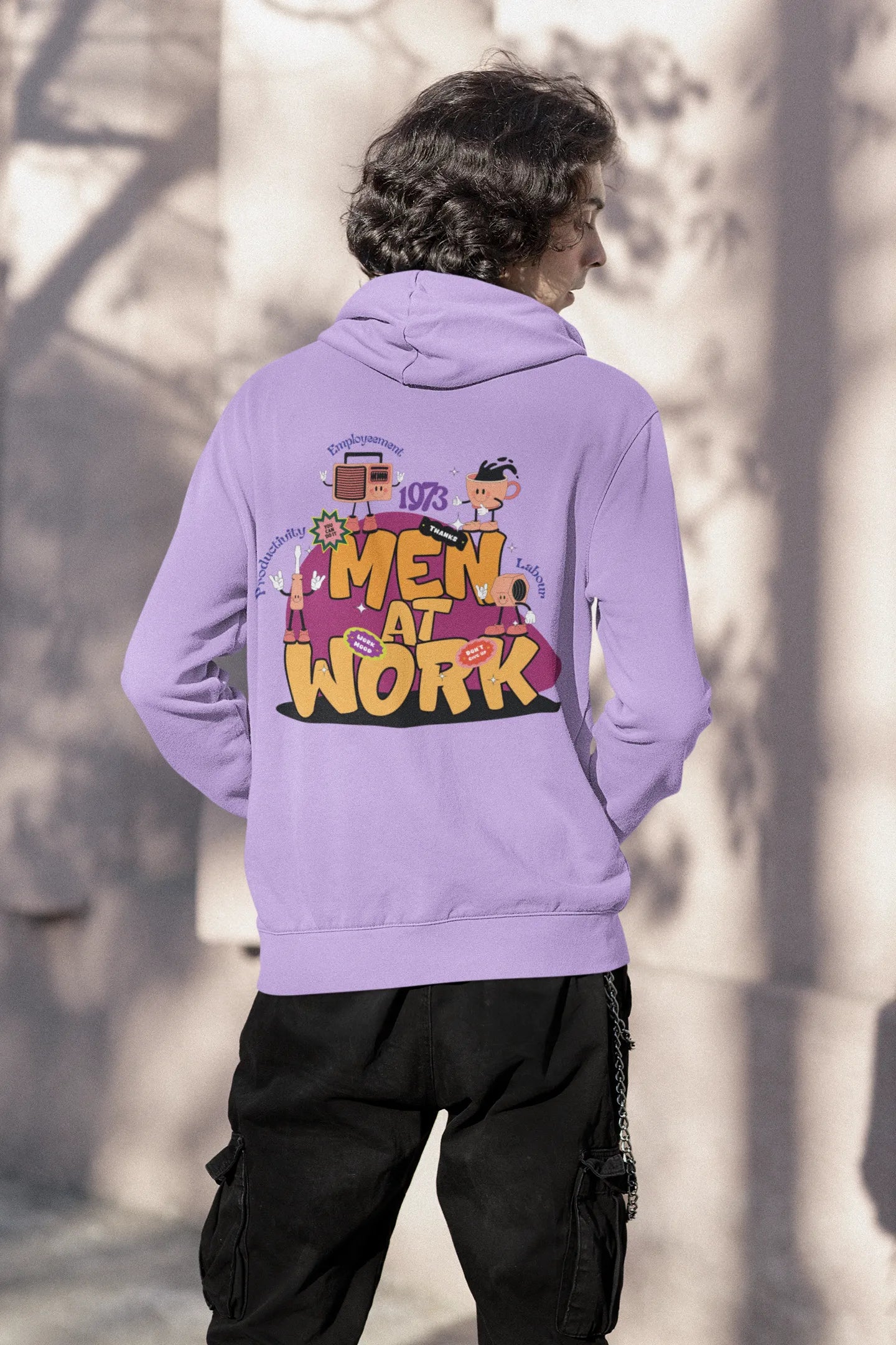 Men at work | Typography | Premium Unisex Winter Hoodie