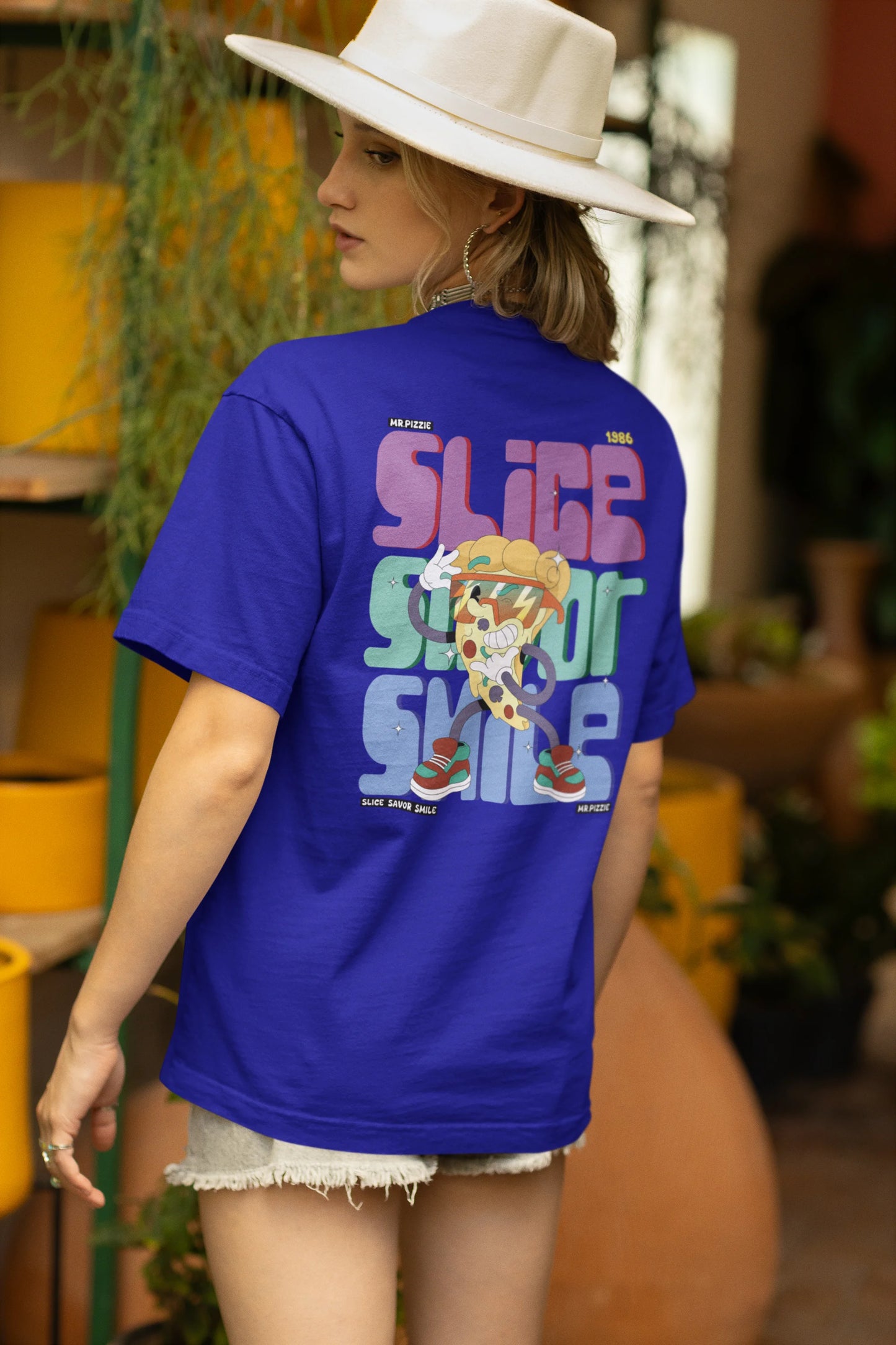 Slice, savor and smile  | Typography | Dropped Sleeve Unisex Tee