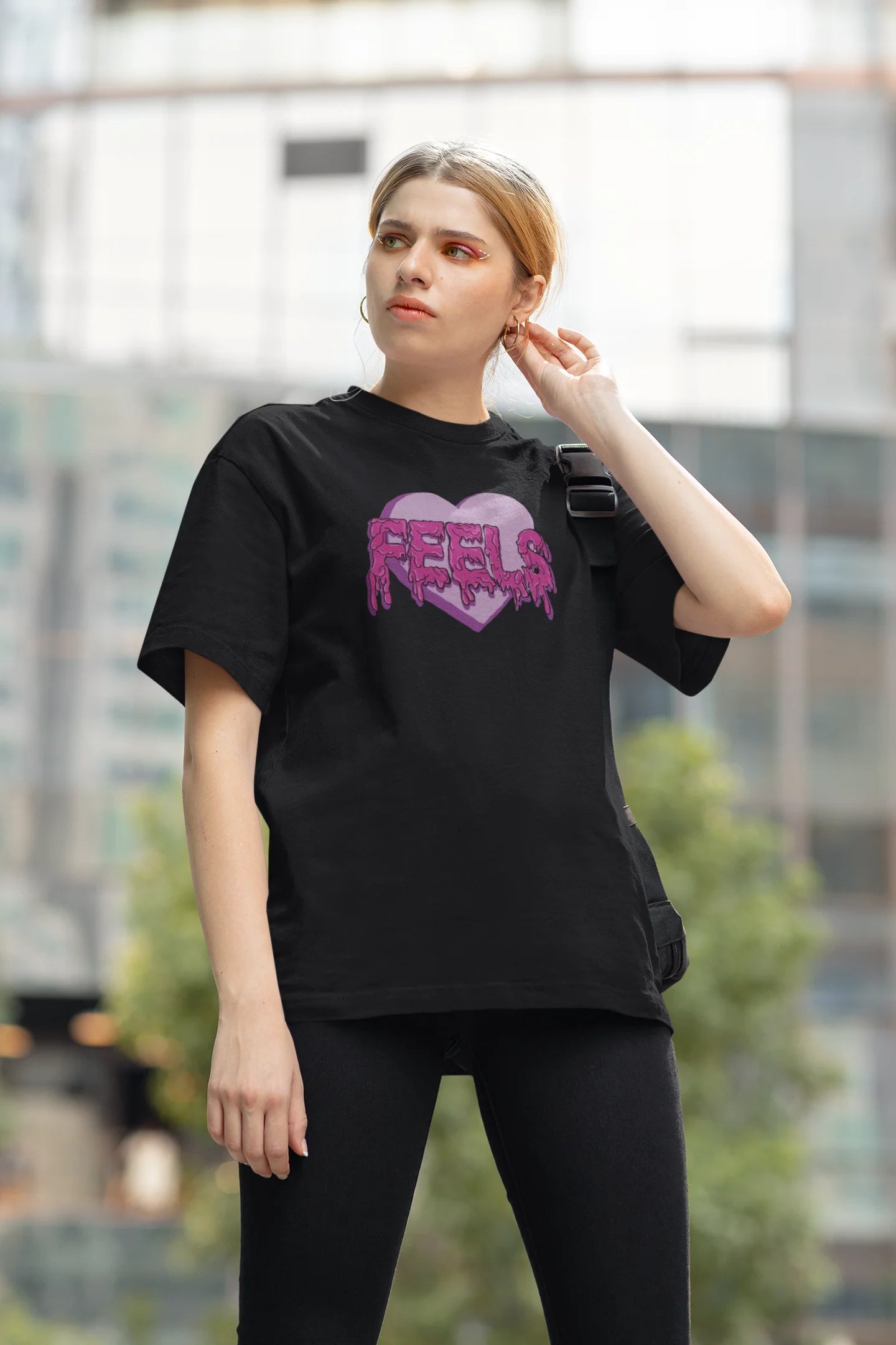 Feels | Typography | Dropped Sleeve Unisex Tee