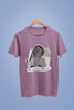 Front view of a dirty purple oversized t-shirt featuring a black and white photo of Princess Diana with the text 