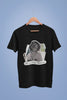 Front view of a black oversized t-shirt featuring a black and white photo of Princess Diana with the text 