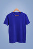 Front view of a royal blue oversized t-shirt featuring a captivating 