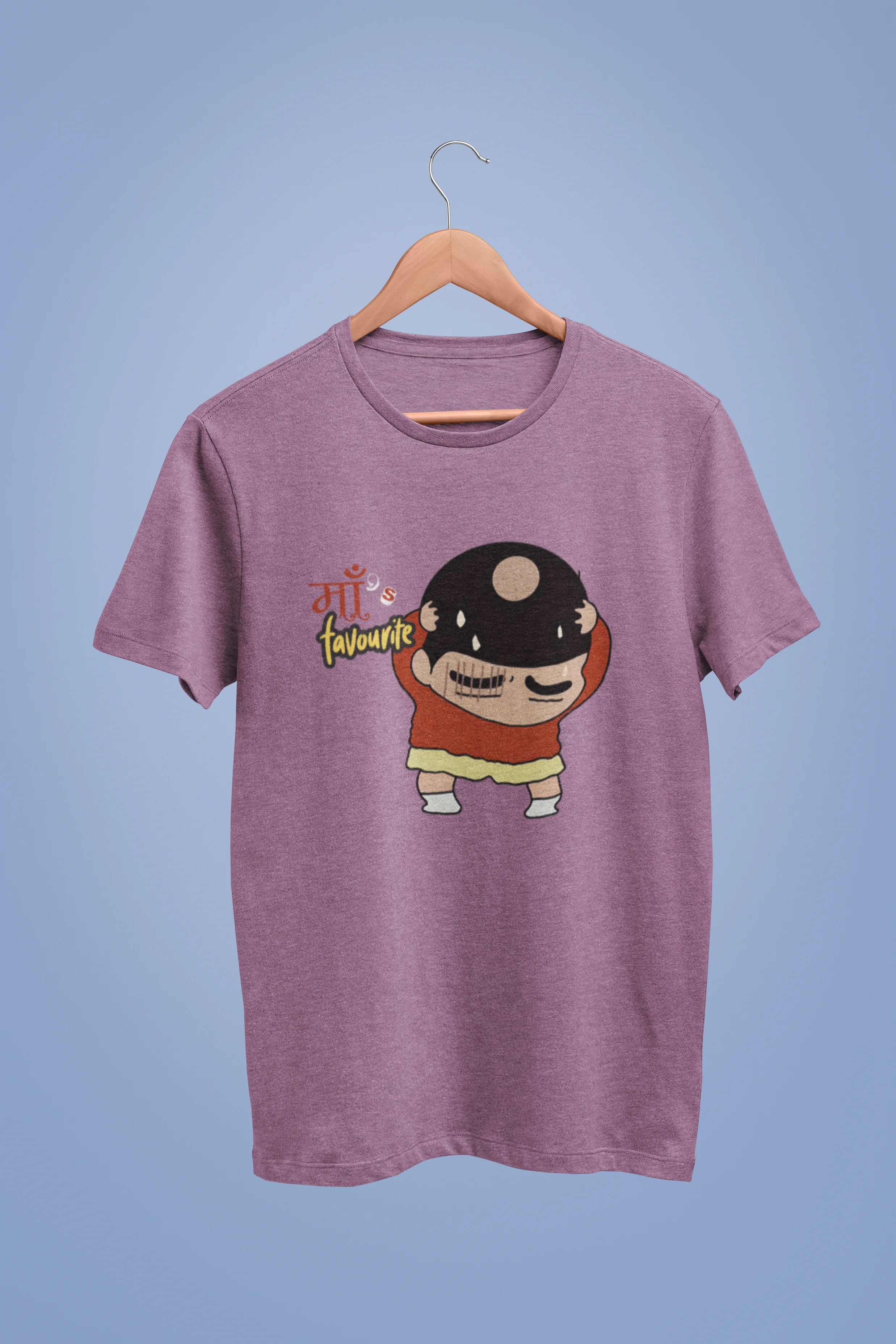 Front view of a dirty purple oversized tee featuring Shinchan with a classic bump on his head. A perfect blend of humor and nostalgia for Shinchan fans.