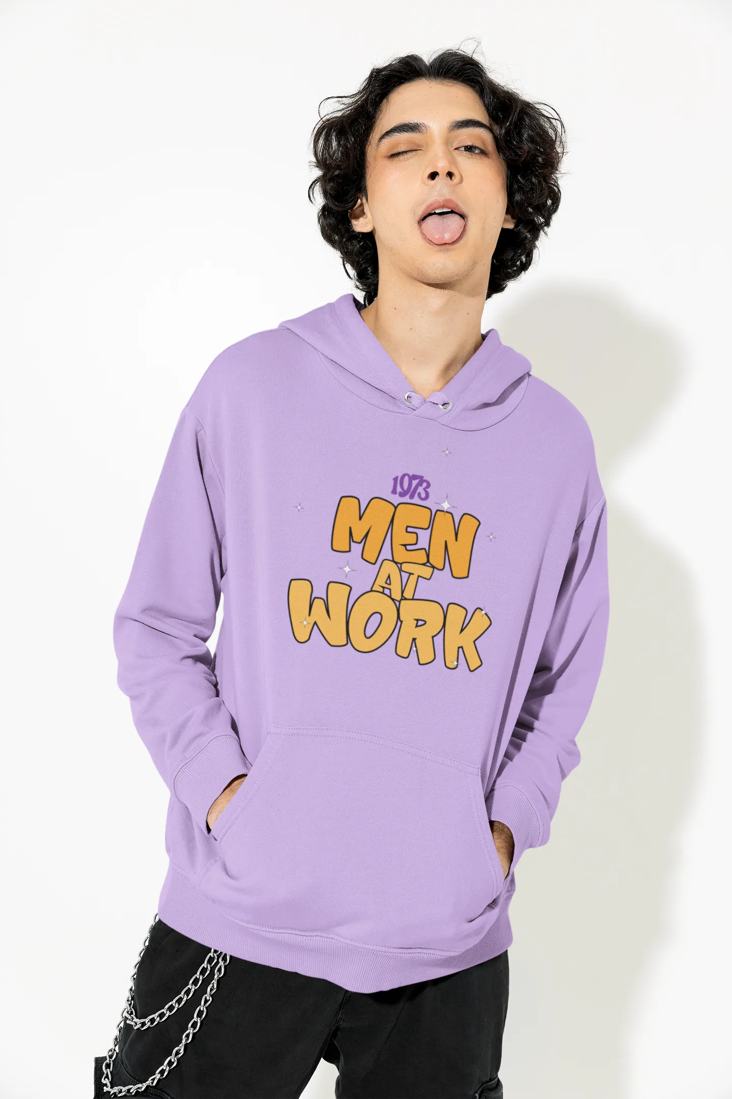 Men at work | Typography | Premium Unisex Winter Hoodie