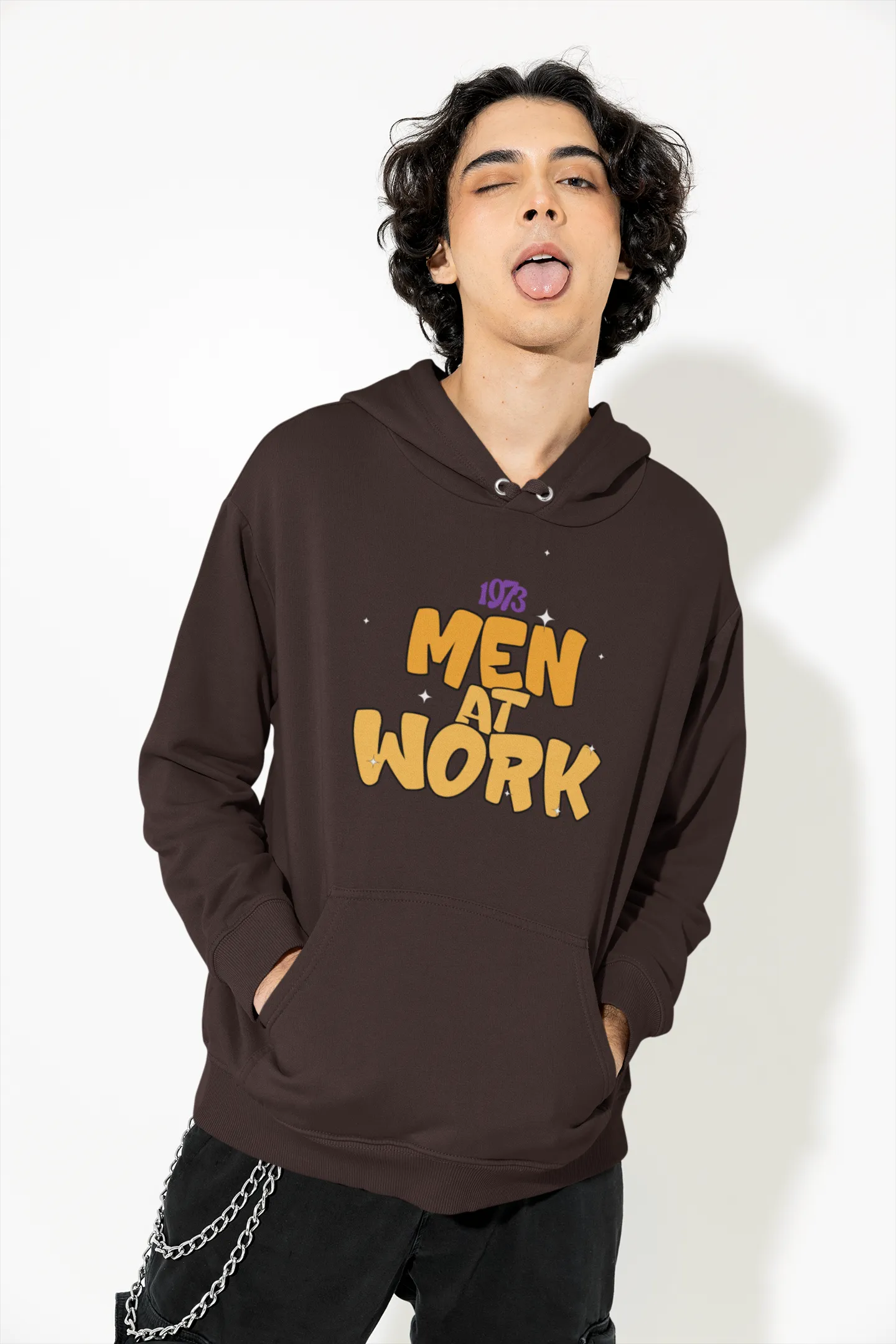 Men at work | Typography | Premium Unisex Winter Hoodie