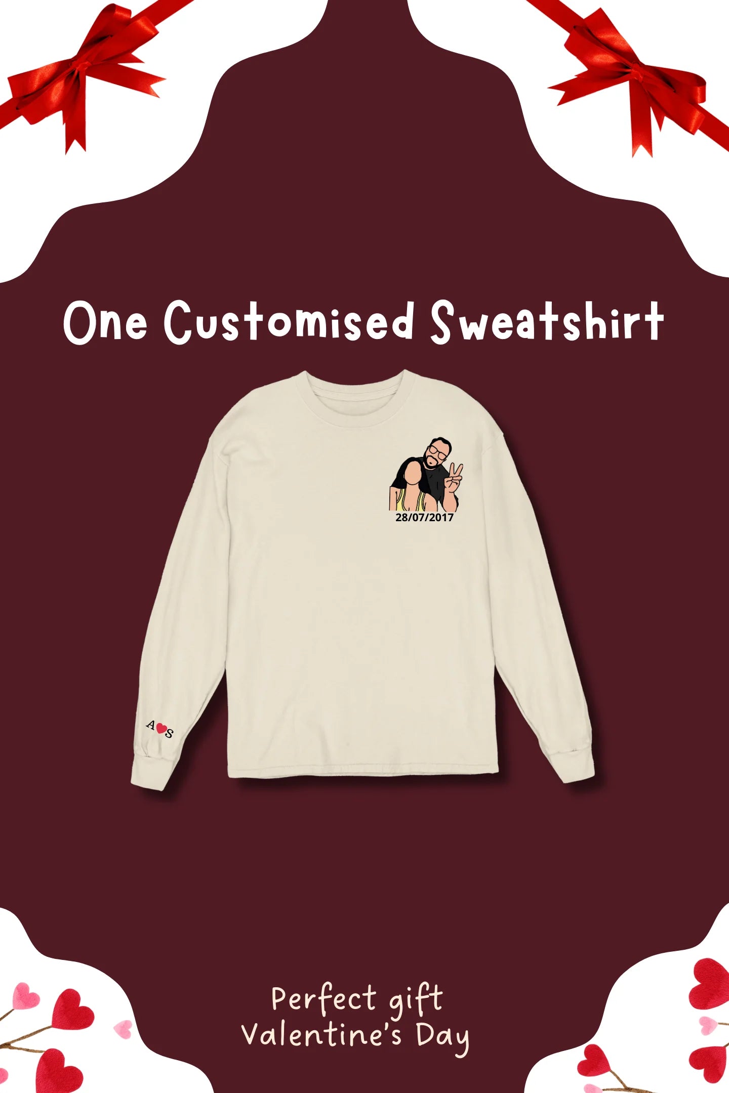 Sweatshirt Mini Gift Hamper | Custom Photo to Illustration / Ghibli-Art | Valentine’s Gift for the One You Love