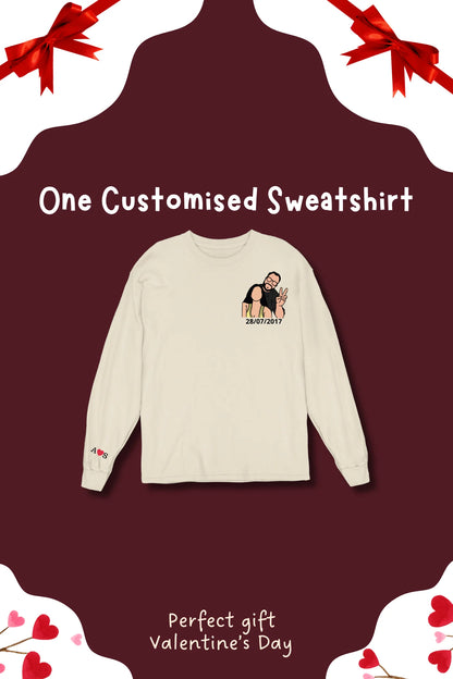 Sweatshirt Mini Gift Hamper | Custom Photo to Illustration / Ghibli-Art | Valentine’s Gift for the One You Love