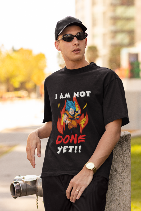 I am not done yet | Dragon Ball Z | Dropped Sleeve Unisex Tee | Broke Memers