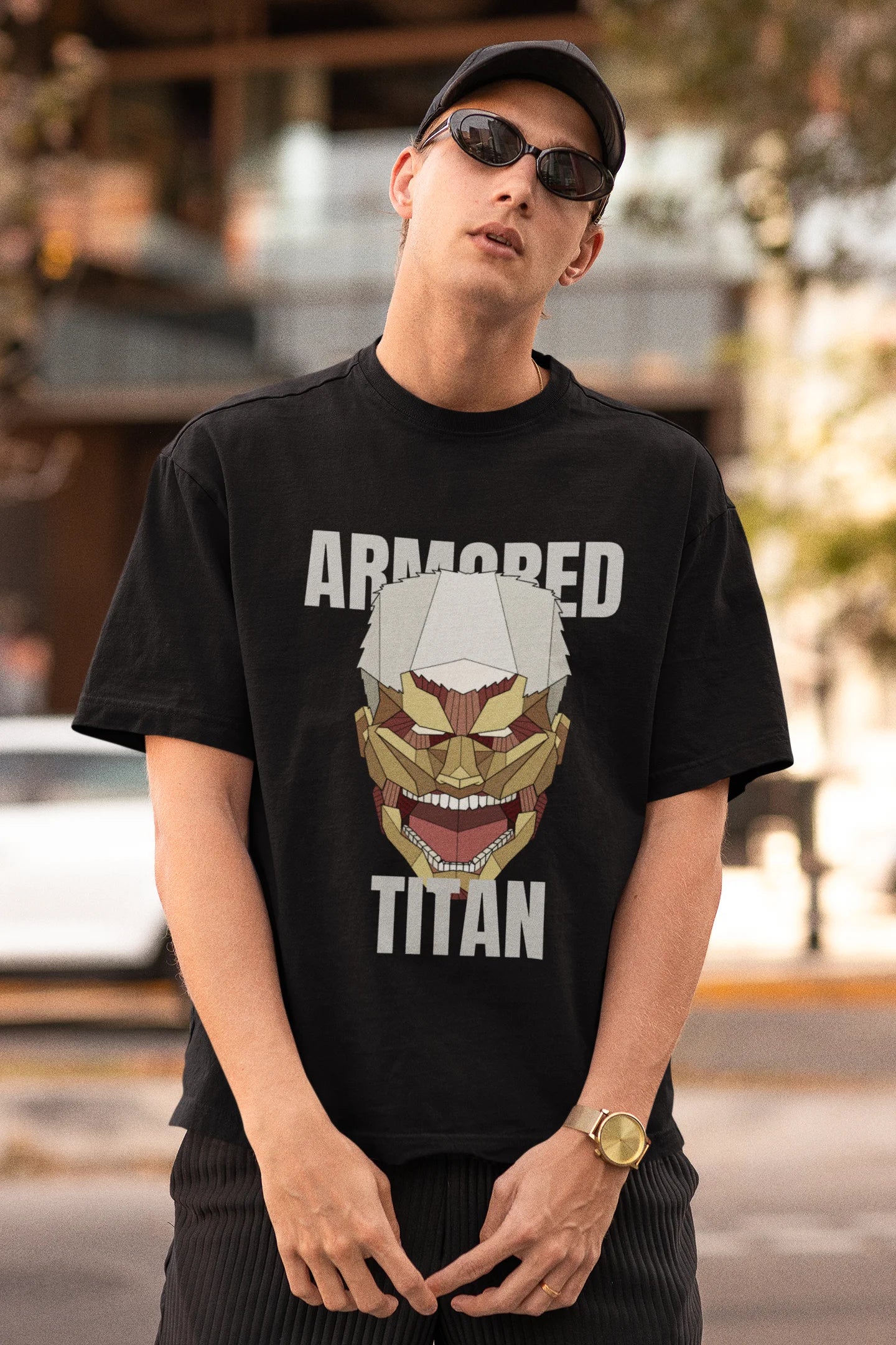 Armored Titan | Oversized Half Sleeve Unisex Tee | Broke Memers