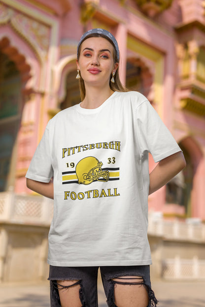 Pittsburgh Football  | Retro Theme | Dropped Sleeve Unisex Tee