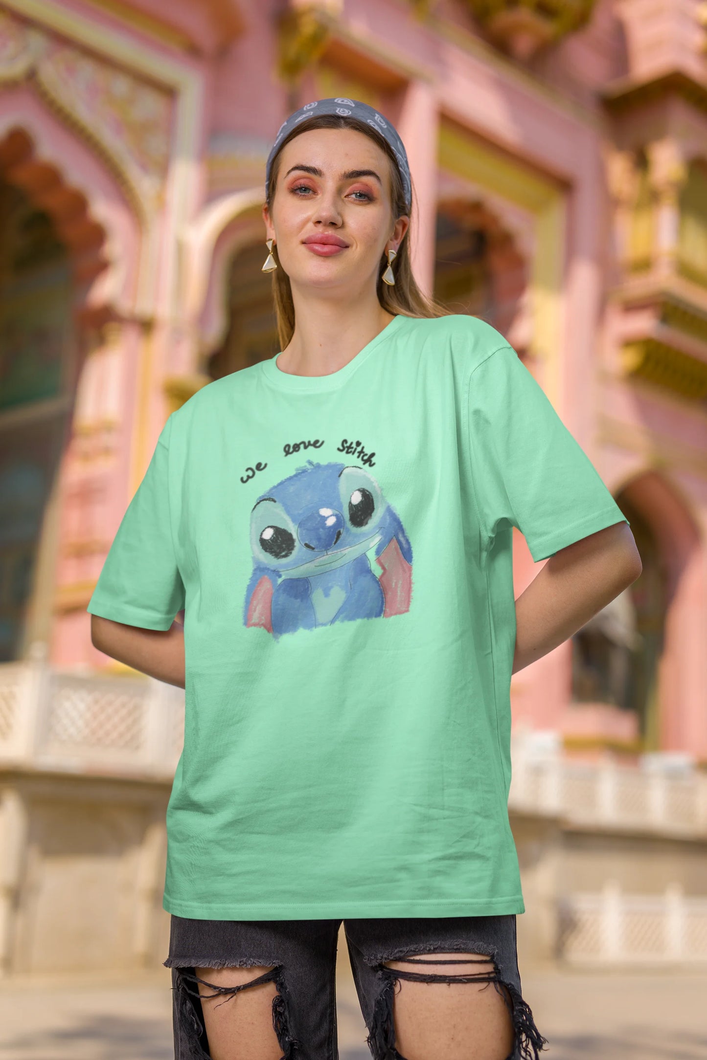 We love stitch | Disney | Dropped Sleeve Unisex Tee