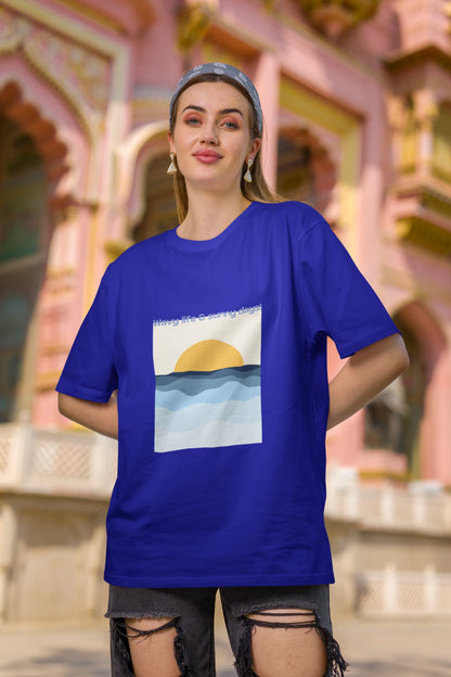 Wavy life and sunny days | Retro Theme | Dropped Sleeve Unisex Tee