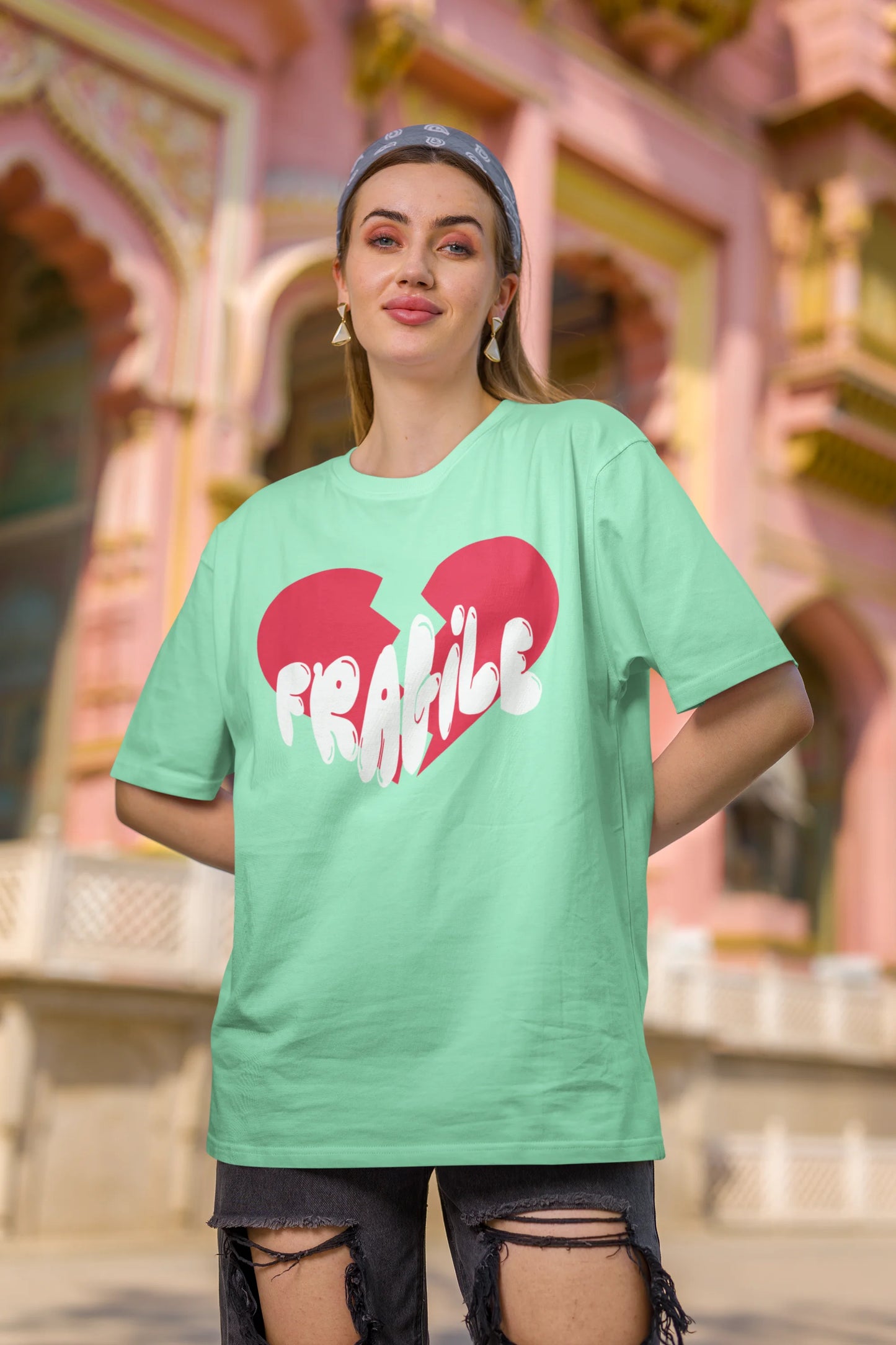 Fragile | Typography | Dropped Sleeve Unisex Tee