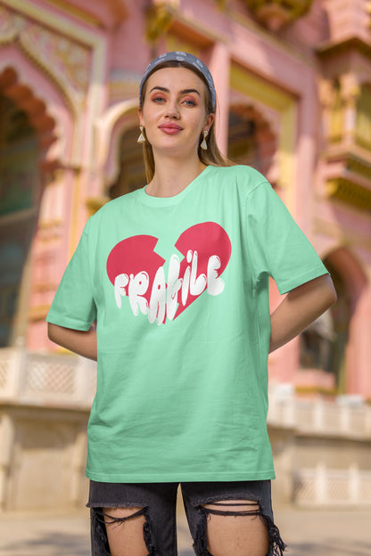 Fragile | Typography | Dropped Sleeve Unisex Tee