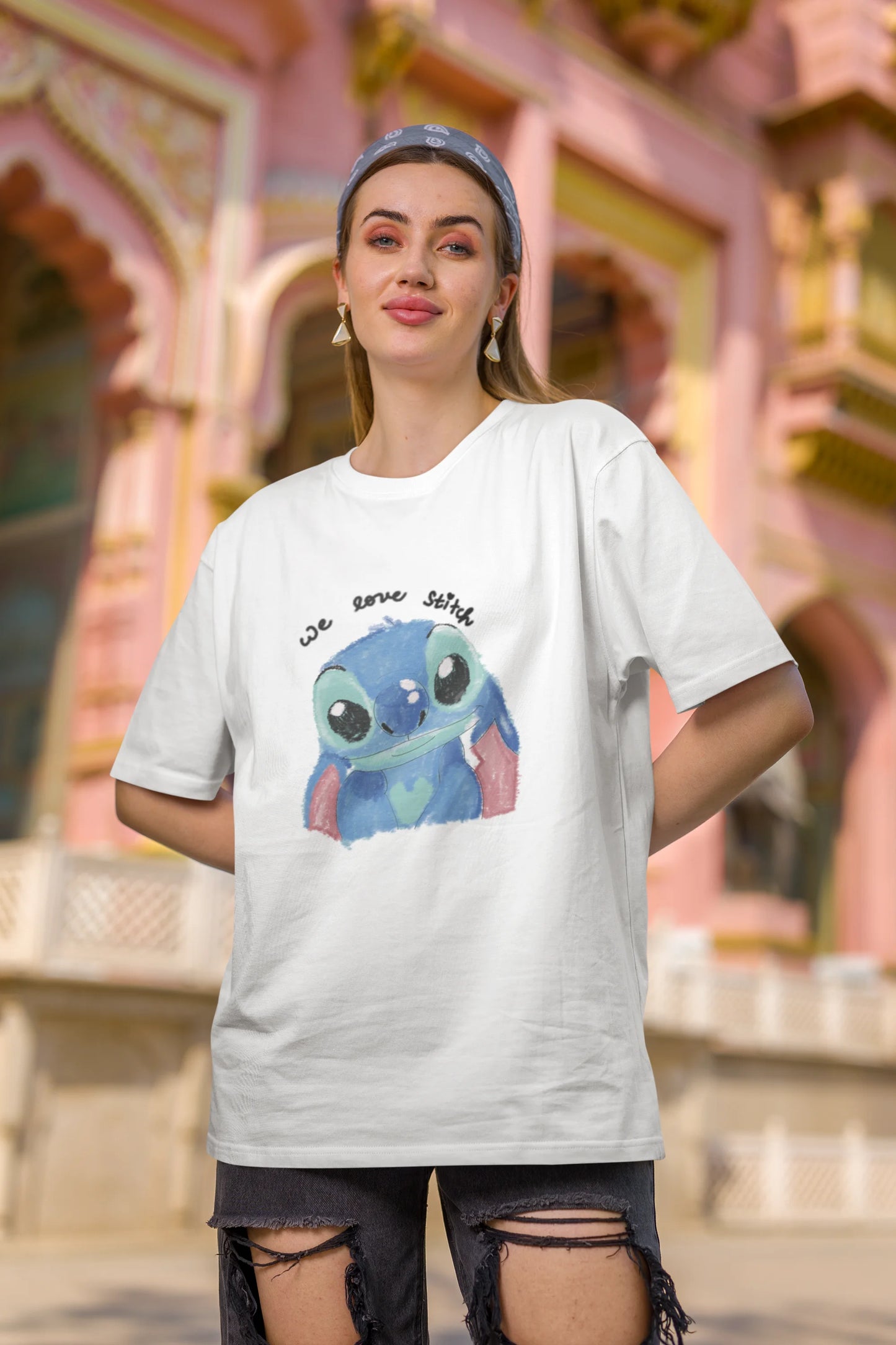 We love stitch | Disney | Dropped Sleeve Unisex Tee