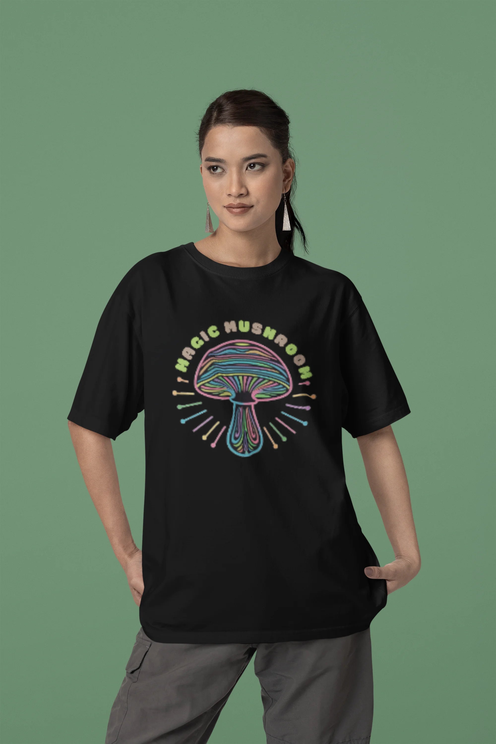 Magic Mushroom | Psychedelic | Premium Oversized Half Sleeve Unisex T-Shirt