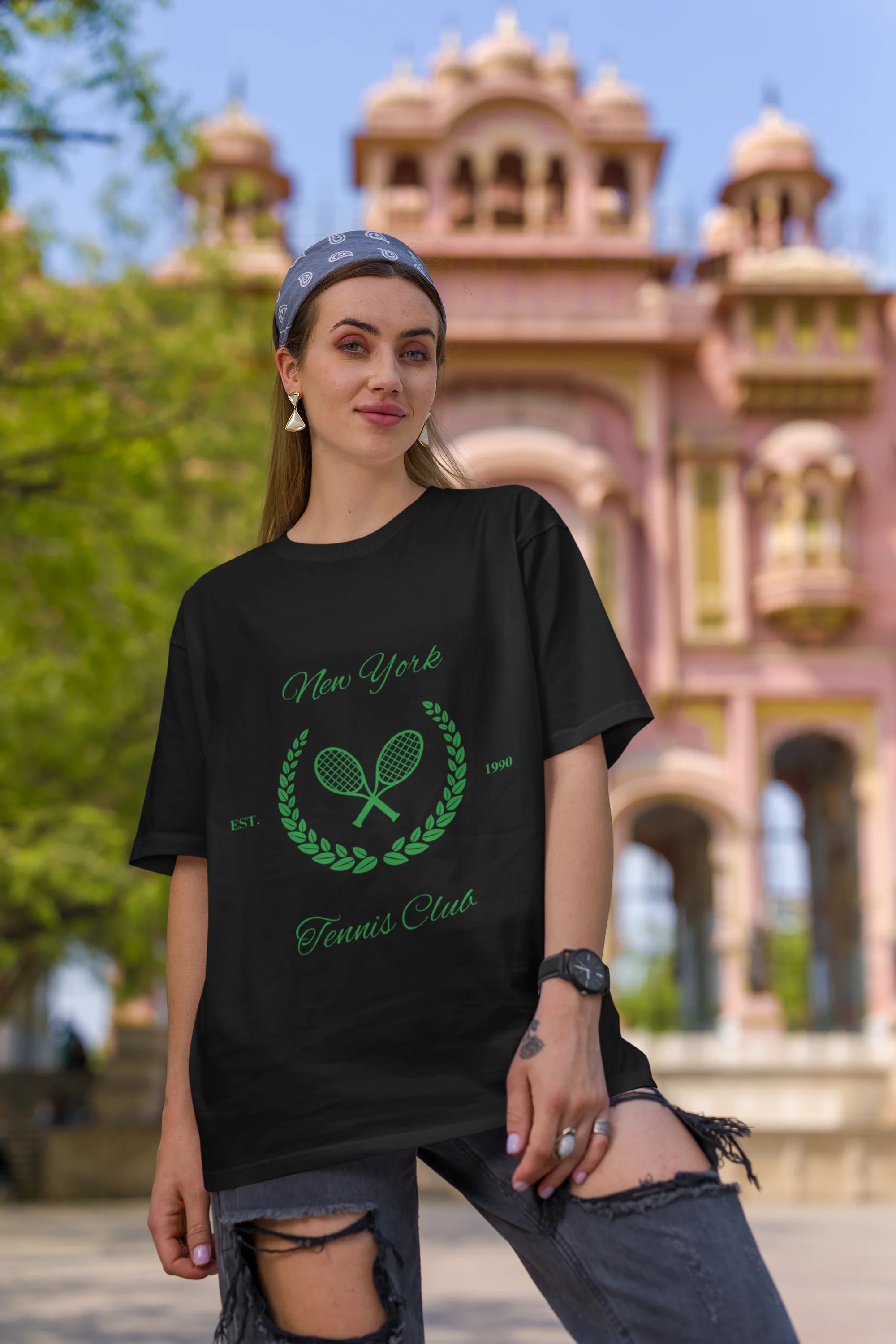New York Tennis Club | Retro Theme | Premium Oversized Half Sleeve Unisex T-Shirt