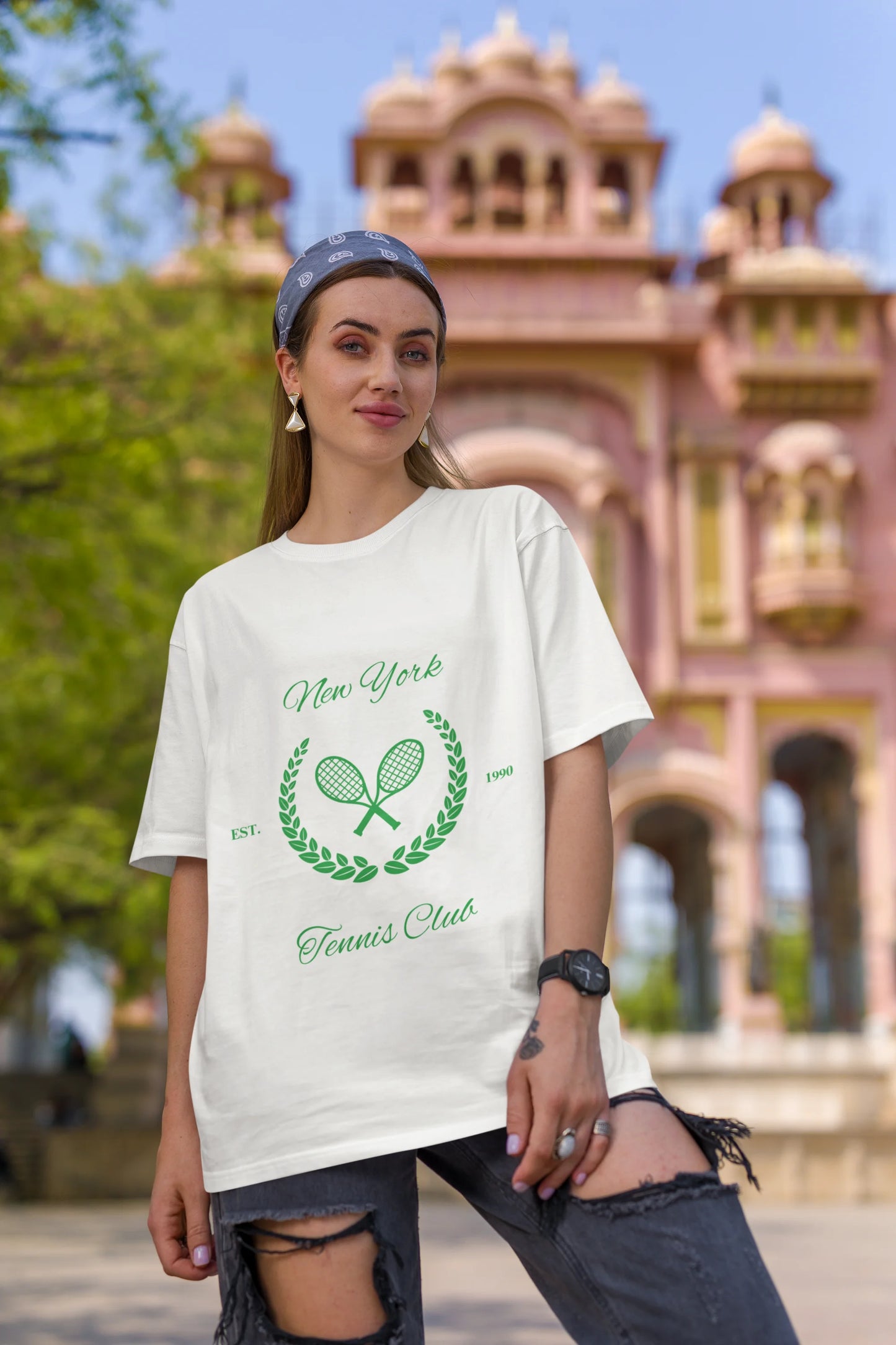New York Tennis Club | Retro Theme | Dropped Sleeve Unisex Tee