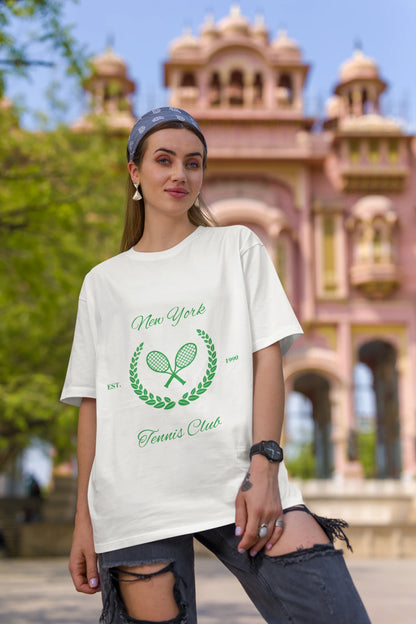 New York Tennis Club | Retro Theme | Dropped Sleeve Unisex Tee