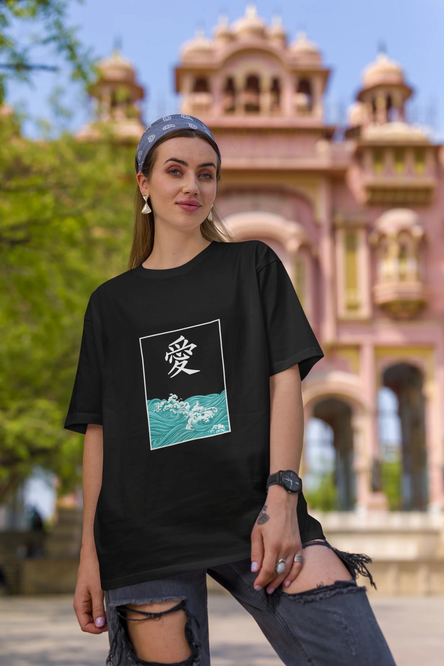Love Waves | Minimalist | Dropped Sleeve Unisex Tee