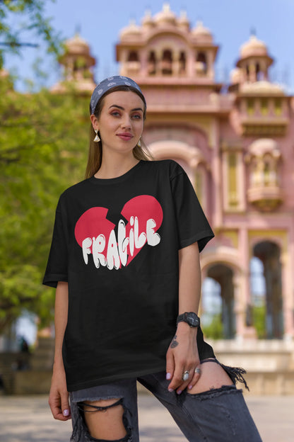 Fragile | Typography | Dropped Sleeve Unisex Tee
