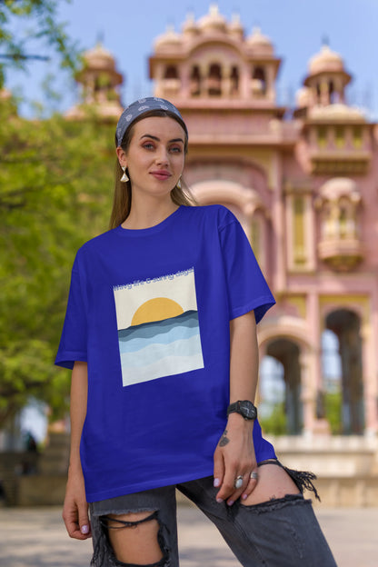 Wavy life and sunny days | Retro Theme | Dropped Sleeve Unisex Tee
