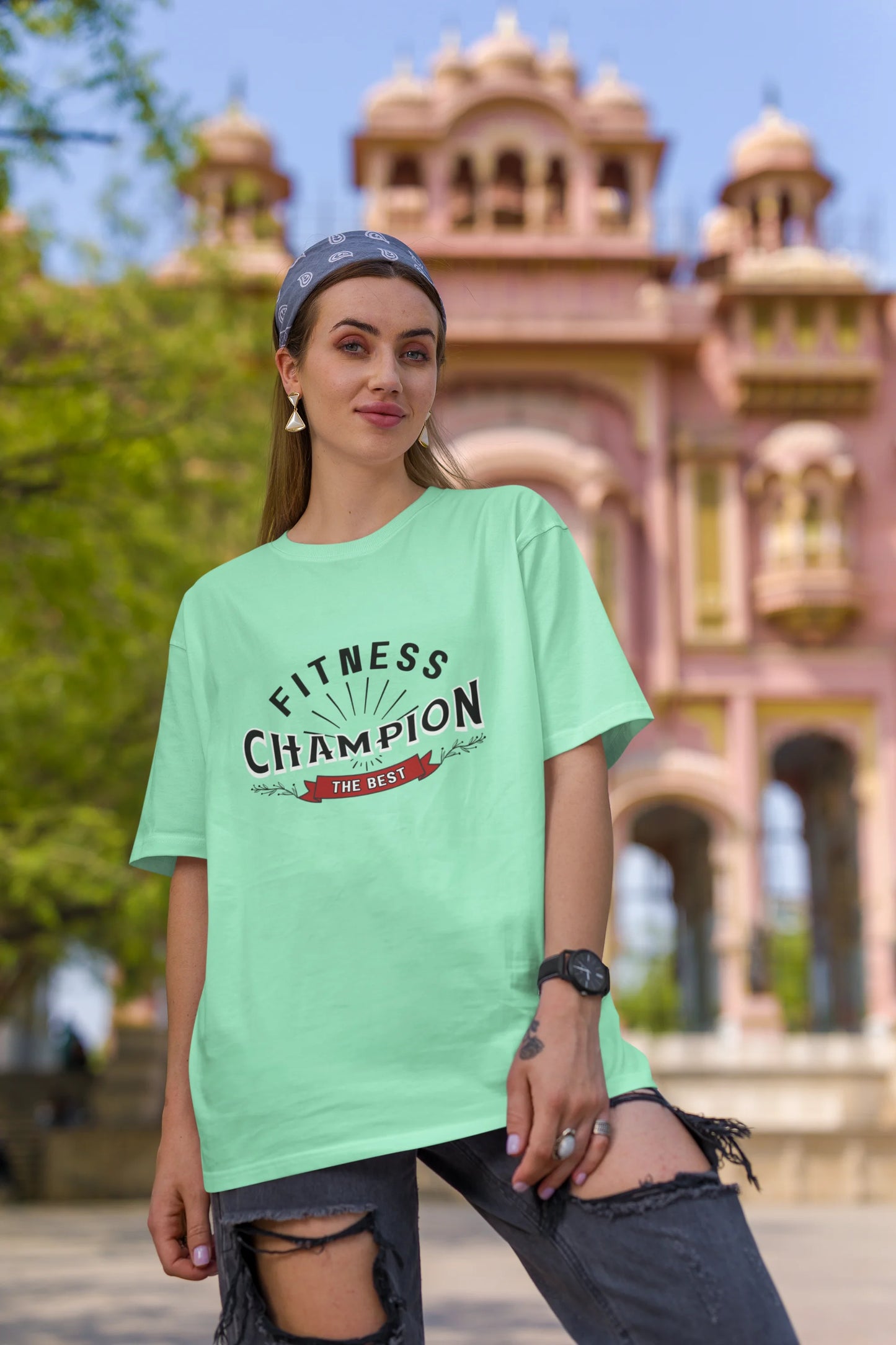 Fitness Champion | Retro Theme | Dropped Sleeve Unisex Tee