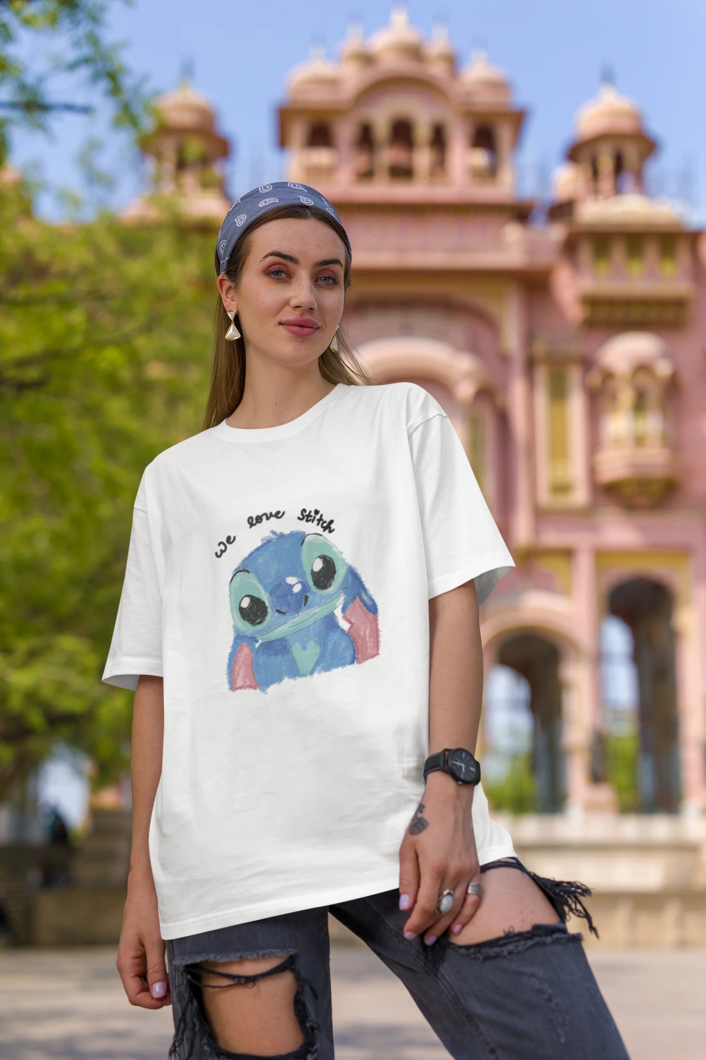 We love stitch | Disney | Dropped Sleeve Unisex Tee