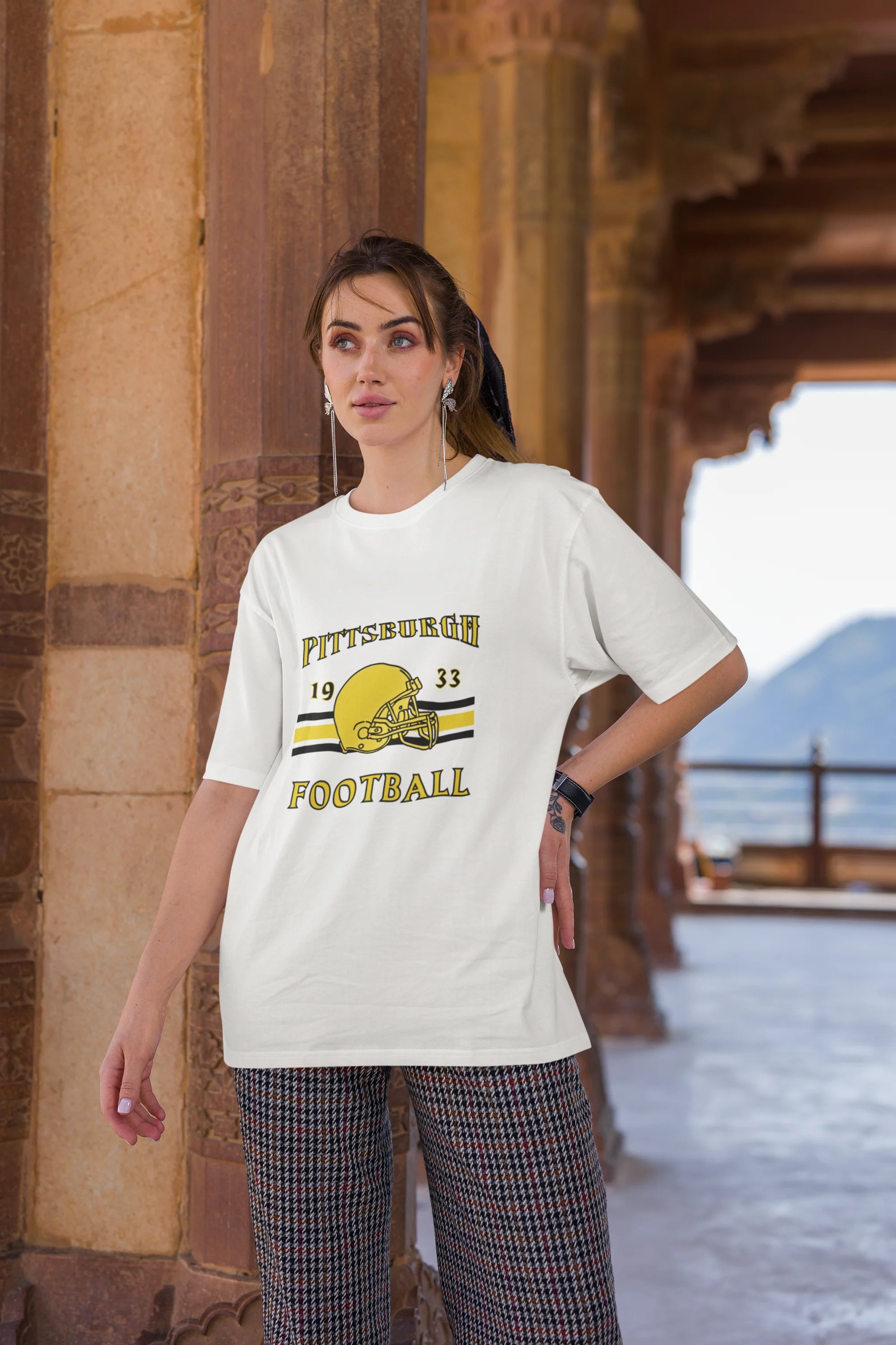 Pittsburgh Football  | Retro Theme | Premium Oversized Half Sleeve Unisex T-Shirt