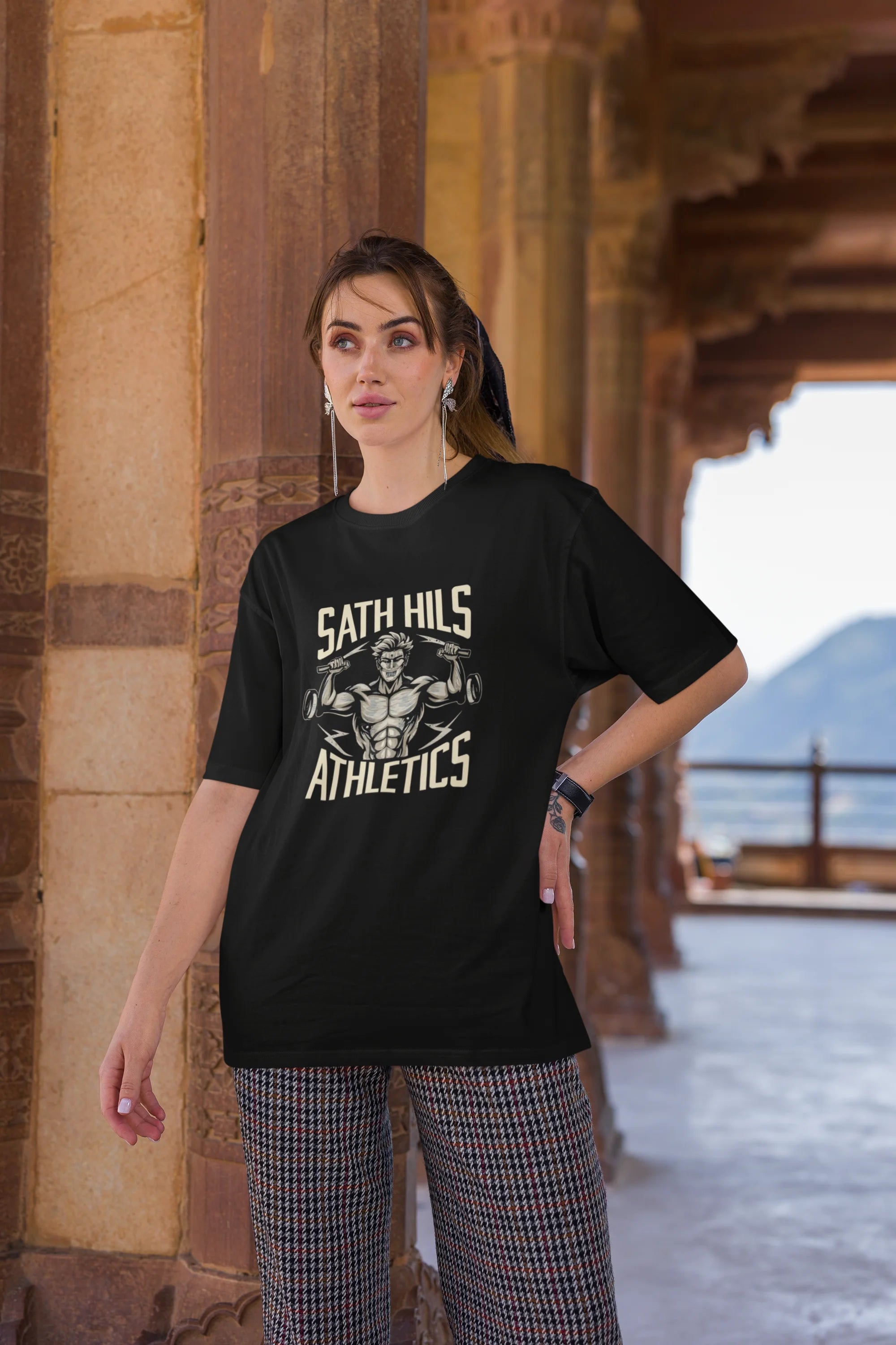 Sath Hils Athletics  | Retro Theme | Premium Oversized Half Sleeve Unisex T-Shirt