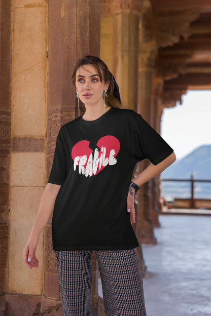 Fragile | Typography | Dropped Sleeve Unisex Tee