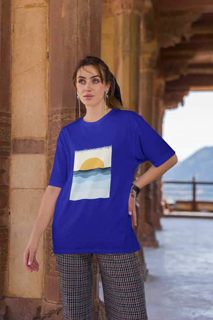 Wavy life and sunny days | Retro Theme | Dropped Sleeve Unisex Tee