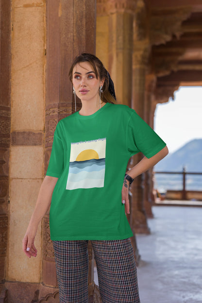 Wavy life and sunny days | Retro Theme | Dropped Sleeve Unisex Tee