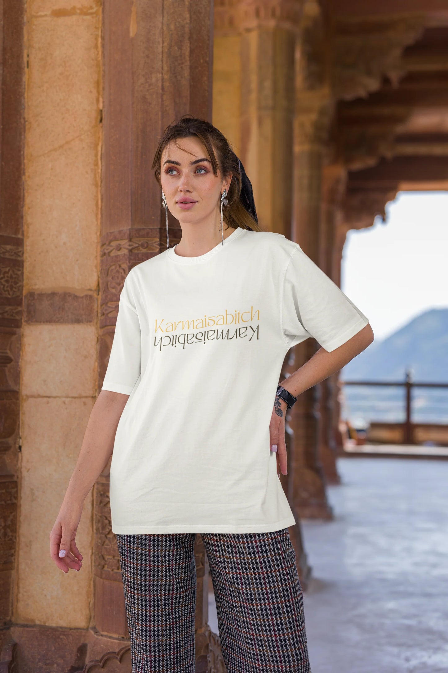 Karma is a B***h | Minimalist | Premium Oversized Half Sleeve Unisex T-Shirt