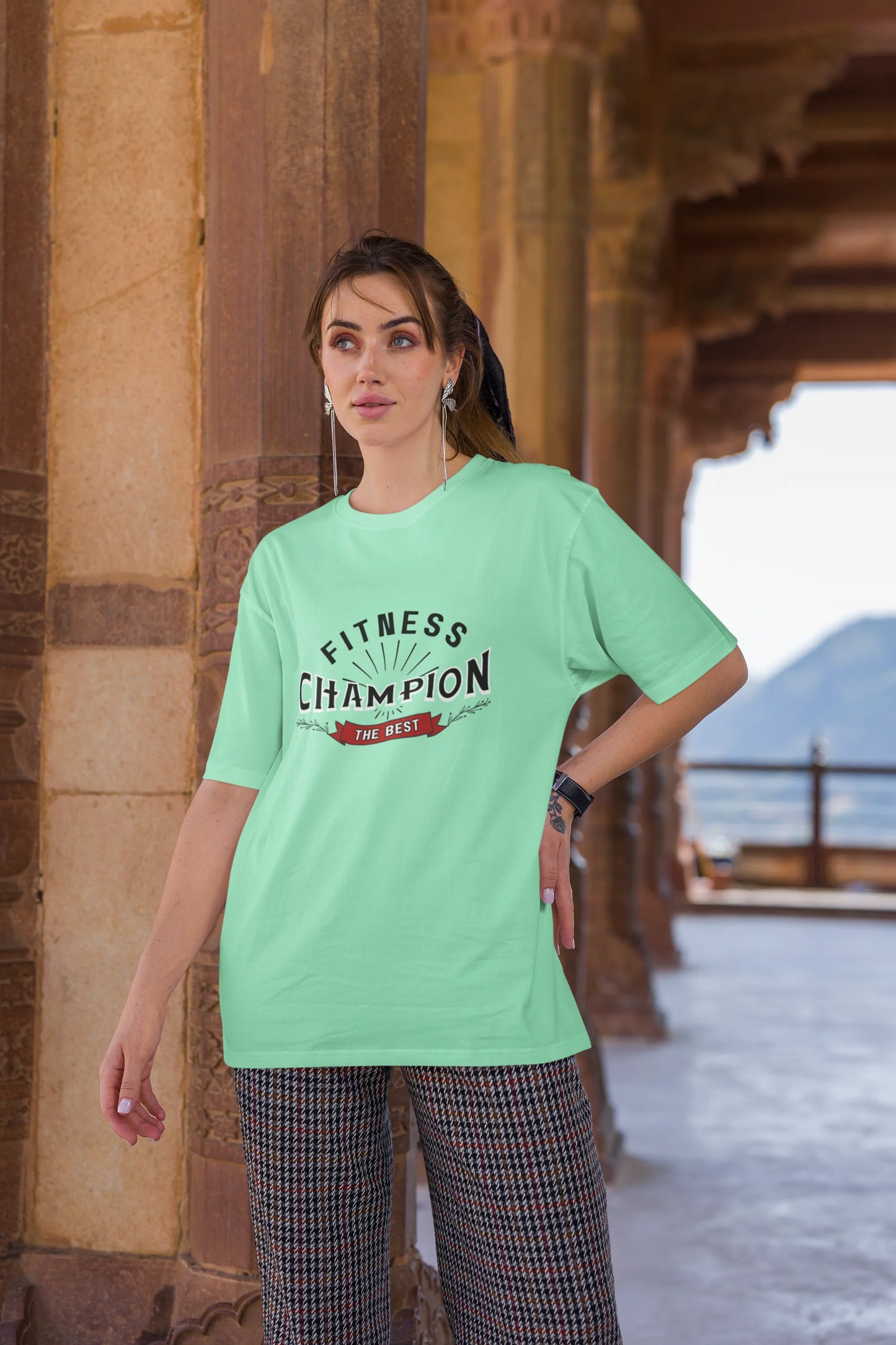 Fitness Champion | Retro Theme | Dropped Sleeve Unisex Tee